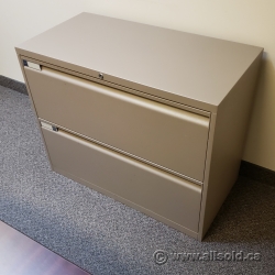 Teknion Grey 2 Drawer Lateral File Cabinet, Locking